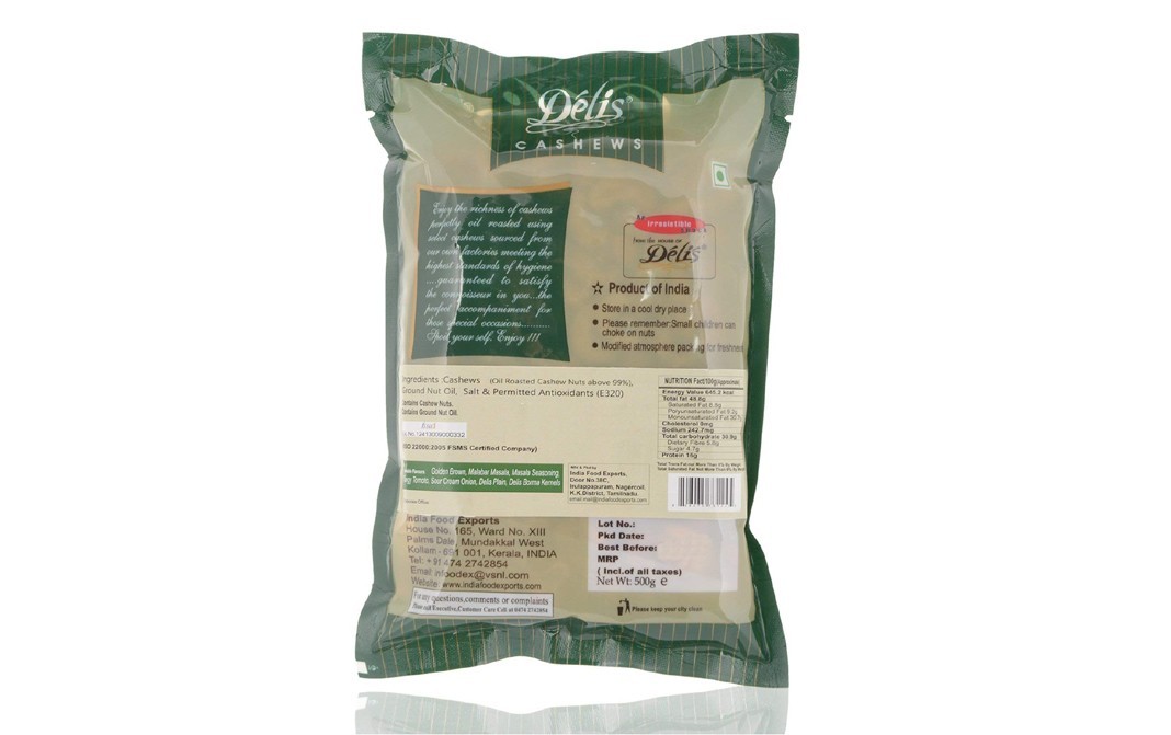 Delis Cashews Roasted & Salted Golden Brown   Pack  500 grams